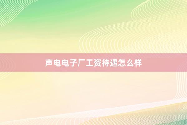 声电电子厂工资待遇怎么样